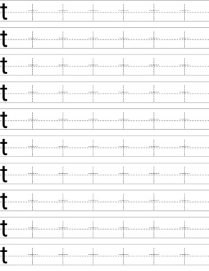 Writing lowercase letter t