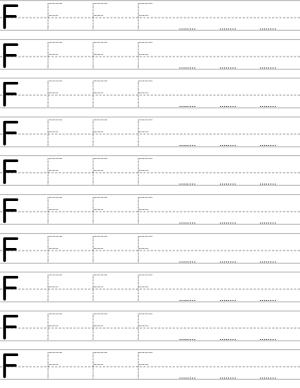 Handwriting worksheet uppercase letter F