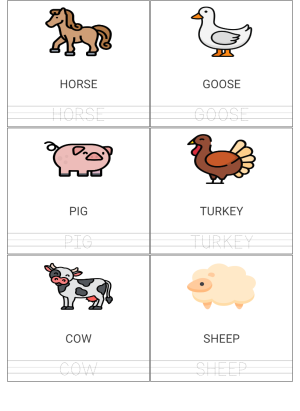 Reading Farm Animals Worksheet for Kids - Identify Animals with Images and Names