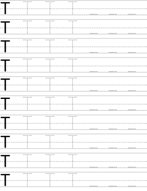 Handwriting worksheet uppercase letter T