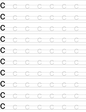 Writing lowercase letter c