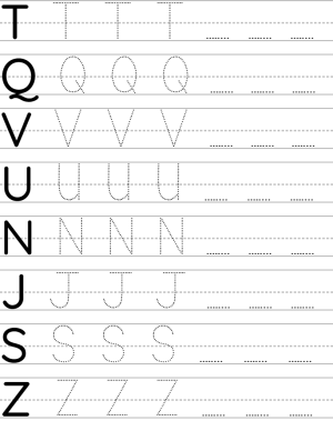 Alphabet Tracing Half-sheets Letter Writing Practice Worksheets