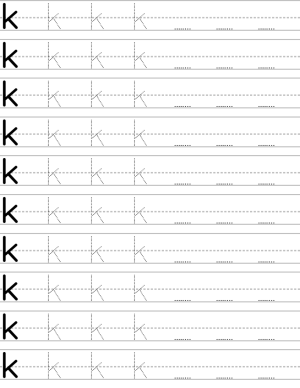 Handwriting worksheet lowercase k