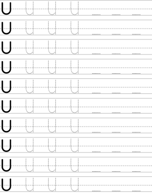 Handwriting worksheet uppercase letter U