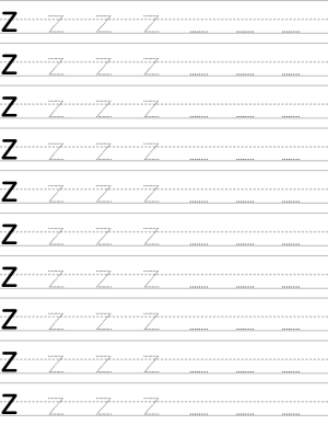 Handwriting worksheet lowercase z