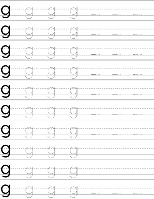 Handwriting worksheet lowercase g