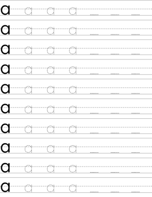 Handwriting worksheet lowercase a