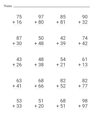 Double Digit Adding With Regrouping