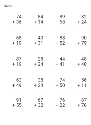 Double Digit Adding With Regrouping