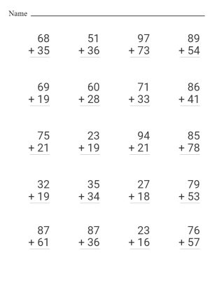 Double Digit Adding With Regrouping