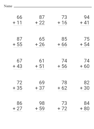 Double Digit Adding With Regrouping