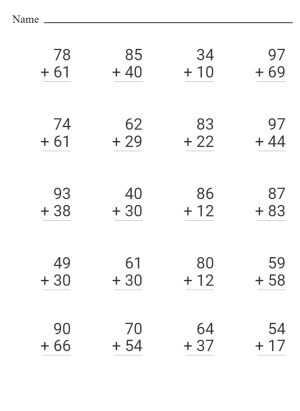 Double Digit Adding With Regrouping