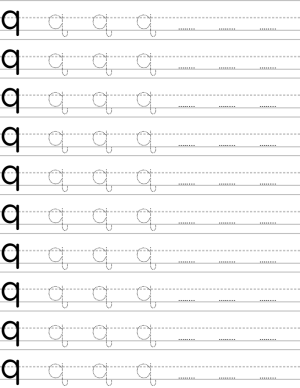 Handwriting worksheet lowercase q