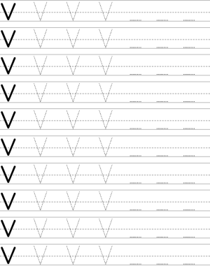 Handwriting worksheet uppercase letter V