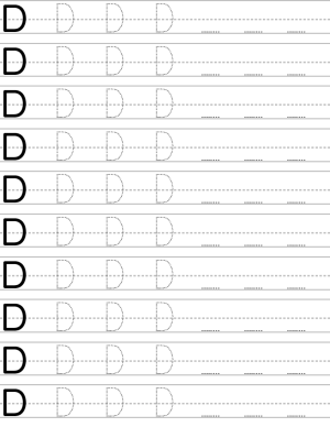 Handwriting worksheet uppercase letter D