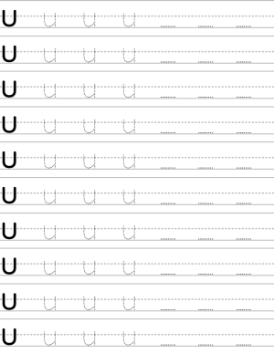 Handwriting worksheet lowercase u