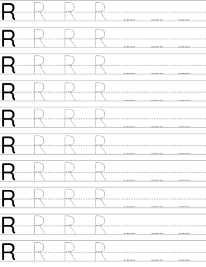 Handwriting worksheet uppercase letter R