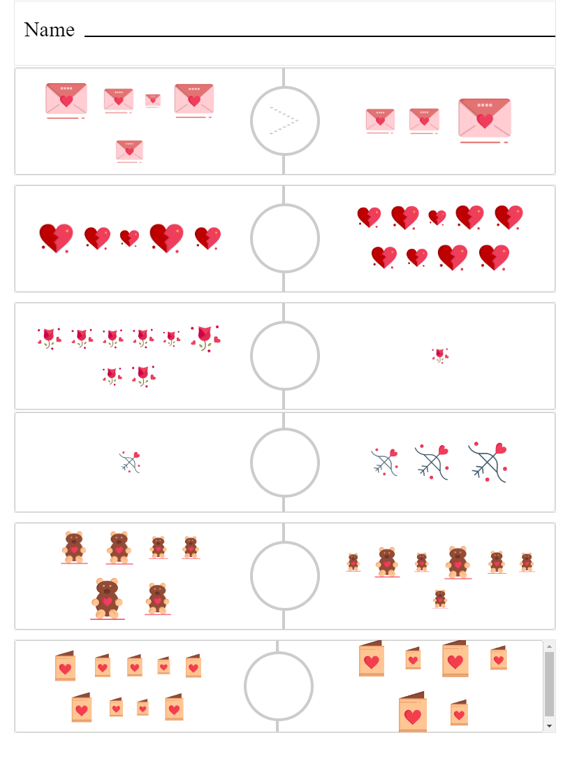 Count and compare - Valentine's Day