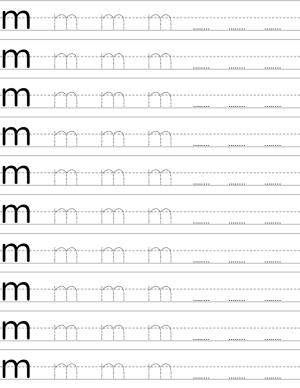 Handwriting worksheet lowercase m