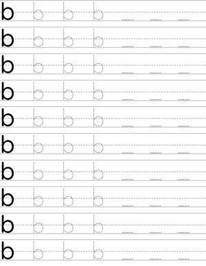 Handwriting worksheet lowercase b