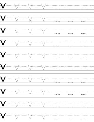 Handwriting worksheet lowercase v