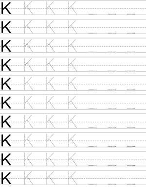 Handwriting worksheet uppercase letter K