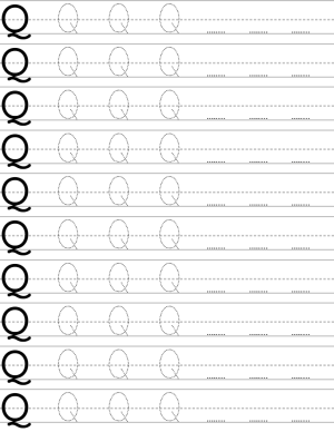 Handwriting worksheet uppercase letter Q