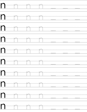 Handwriting worksheet lowercase n