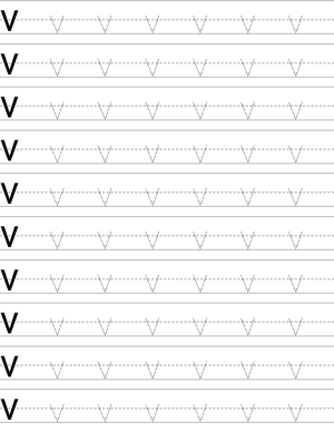 Writing lowercase letter v