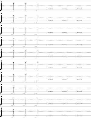 Handwriting worksheet lowercase j