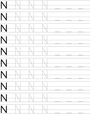 Handwriting worksheet uppercase letter N