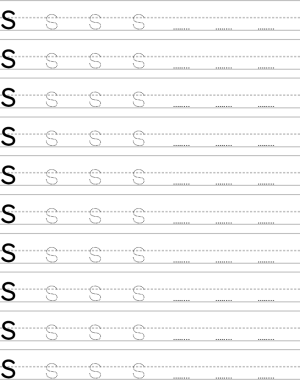 Handwriting worksheet lowercase s