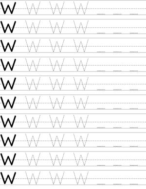 Handwriting worksheet uppercase letter W