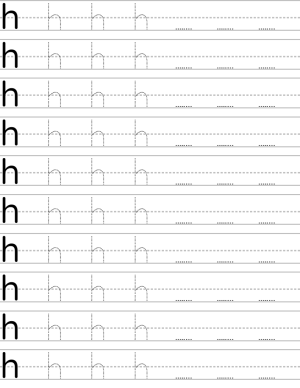 Handwriting worksheet lowercase h