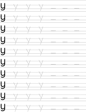 Handwriting worksheet lowercase y