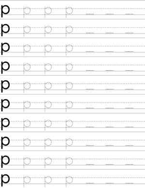 Handwriting worksheet lowercase p