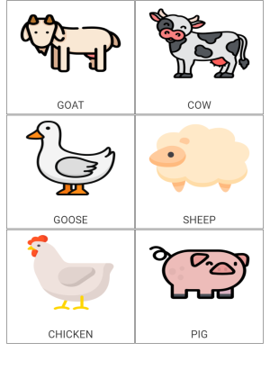 Reading Farm Animals Worksheet for Kids - Identify Animals with Images and Names