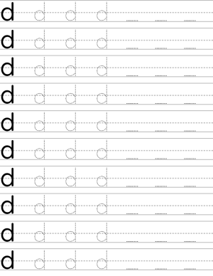 Handwriting worksheet lowercase d