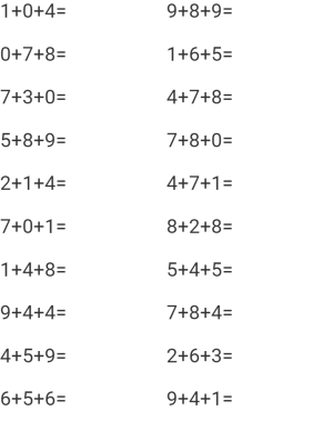 Three number adding for kindergarten