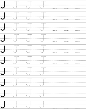 Handwriting worksheet uppercase letter J