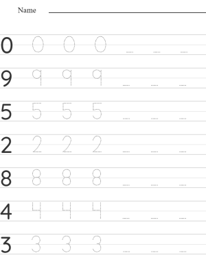 Writing numbers 0-9