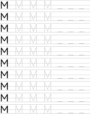 Handwriting worksheet uppercase letter M