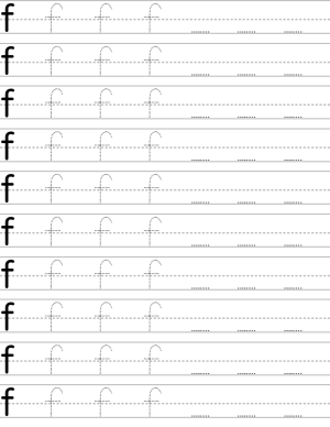 Handwriting worksheet lowercase f