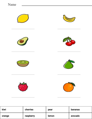 Match the words with the pictures - fruits