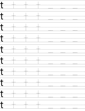 Handwriting worksheet lowercase t