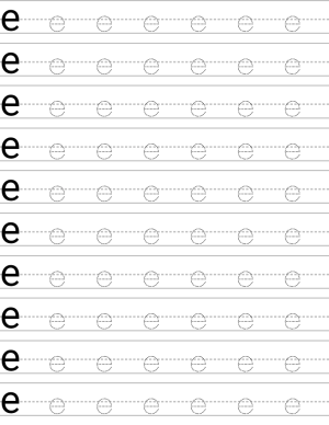 Writing lowercase letter e